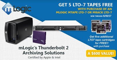 mLogic Thunderbolt 2 Archiving Solutions Special! Get FREE LTO-7 Tapes with Purchase