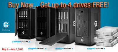 G-Technology Special: get up to 4 FREE G-DRIVE ev with G-SPEED Studio XL and Shuttle XL Purchases
