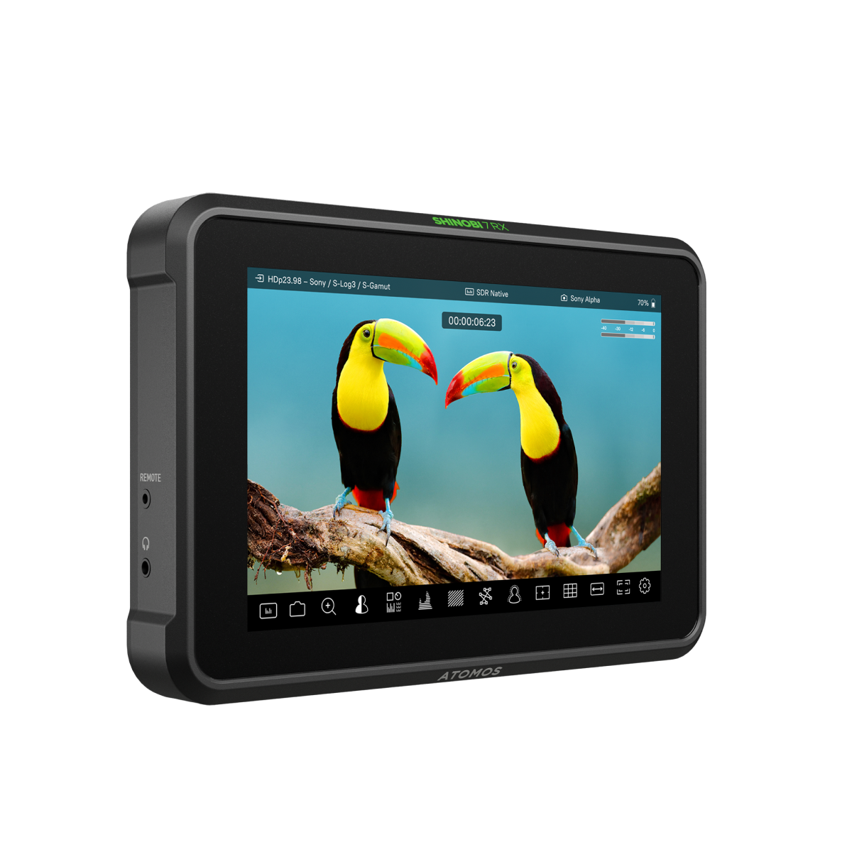 Atomos Shinobi 7 RX HDMI/SDI HDR On-Camera Monitor/Wireless Receiver Right Angle View