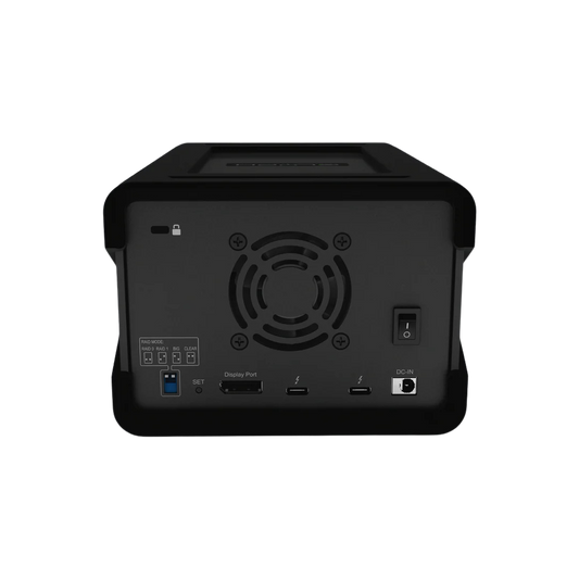 Black power station with multiple ports on a white background
