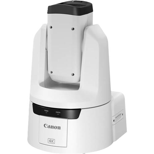 Canon 4K rotating presentation camera on a white background.