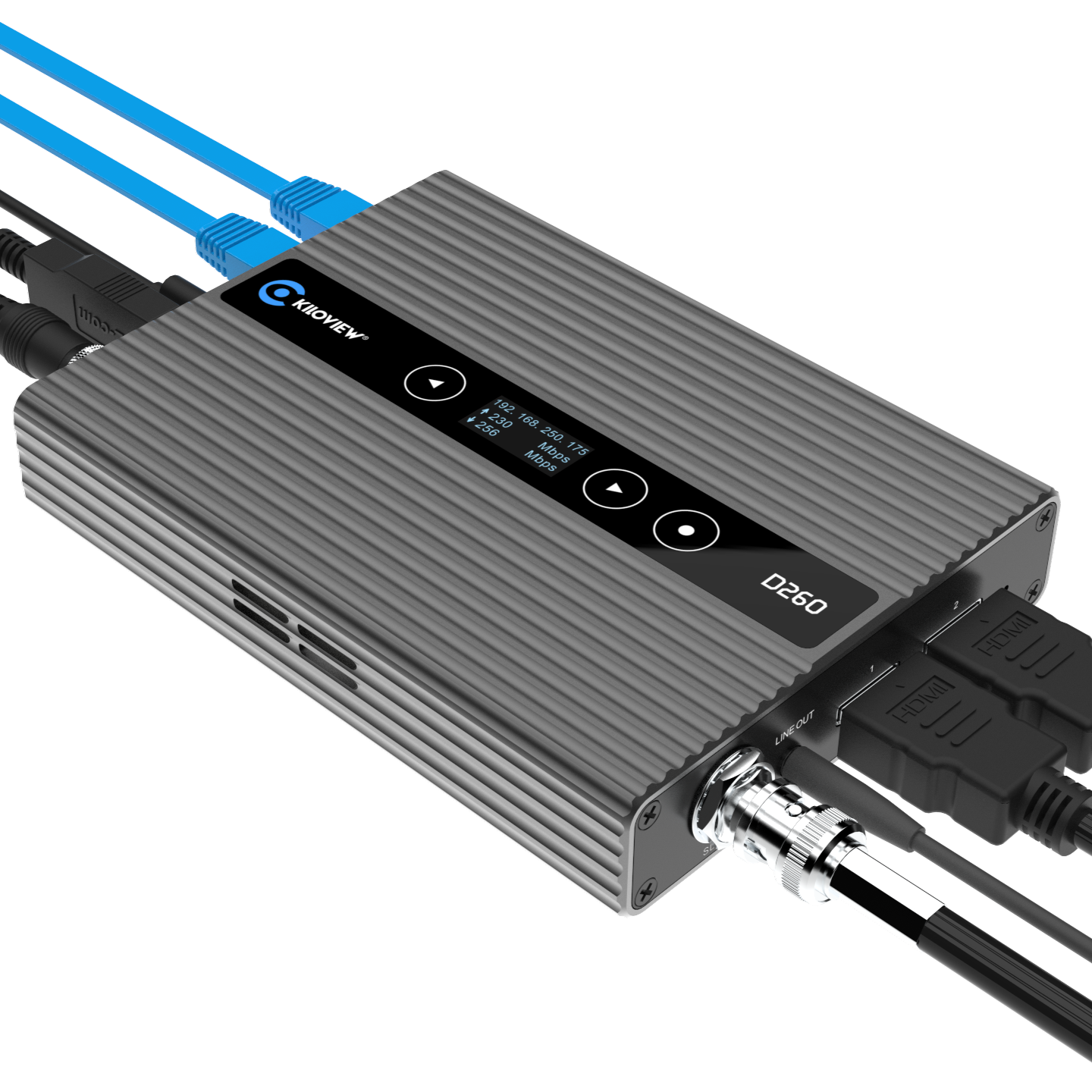 Kiloview D260 HD IP to SDI/HDMI Video Decoder Plugged In