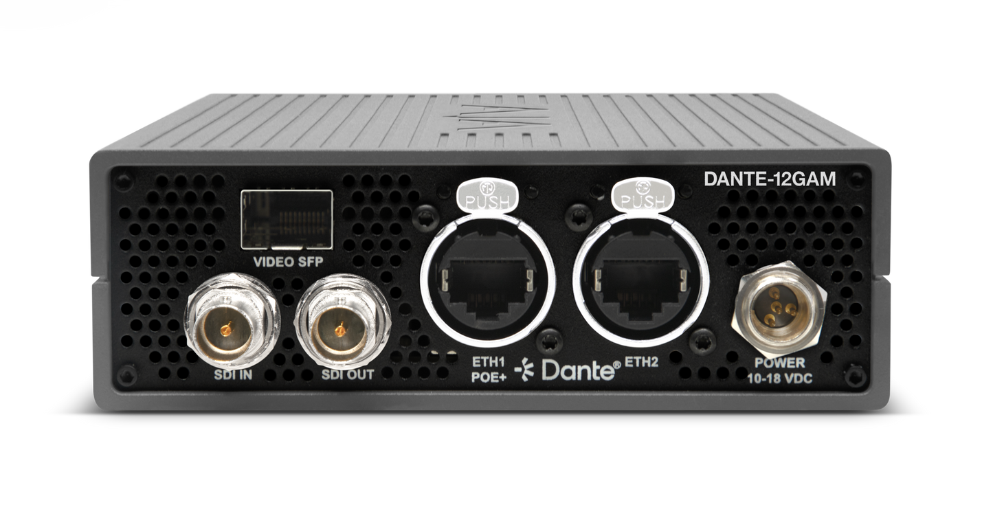 AJA 12G 32-Ch Dante Embedder/Disembedder no SFP Ports Front
