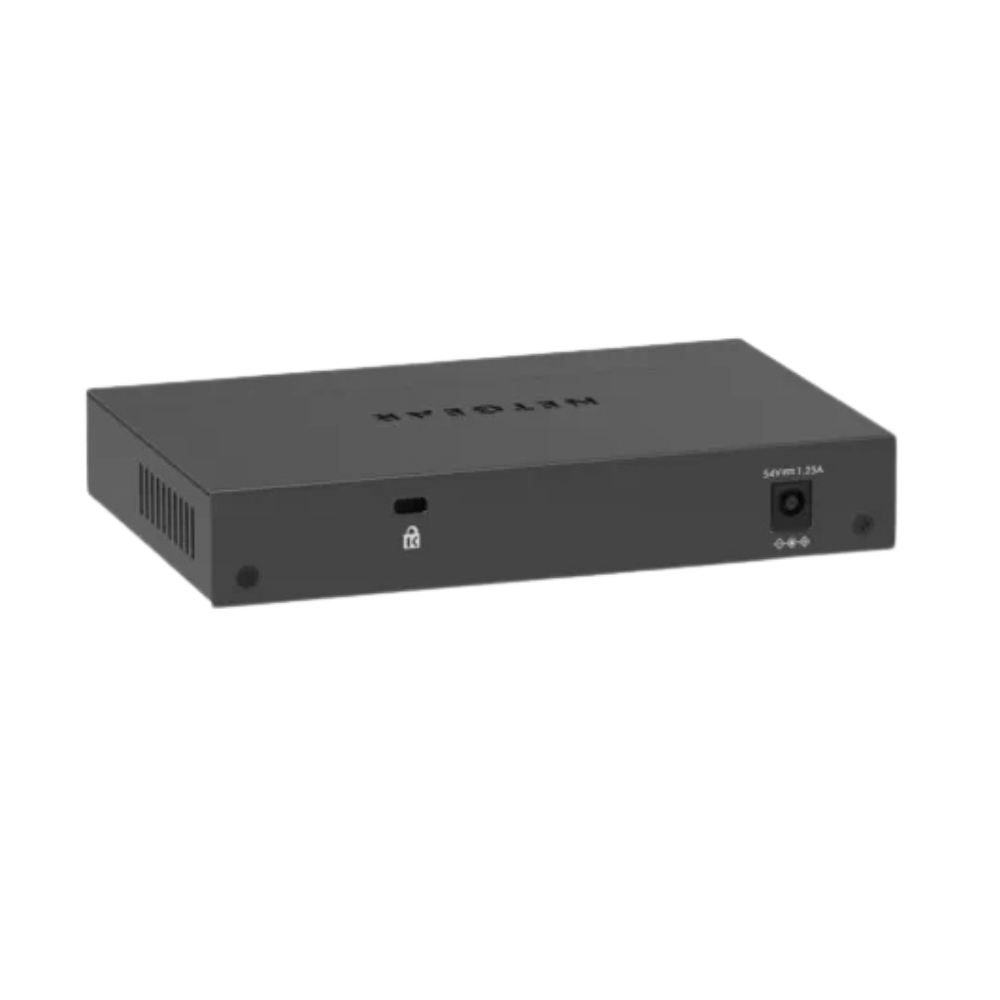 A black rectangular electronic device with ventilation slots on the left, a lock icon on the front, and a power input on the right, shown on a plain white background.