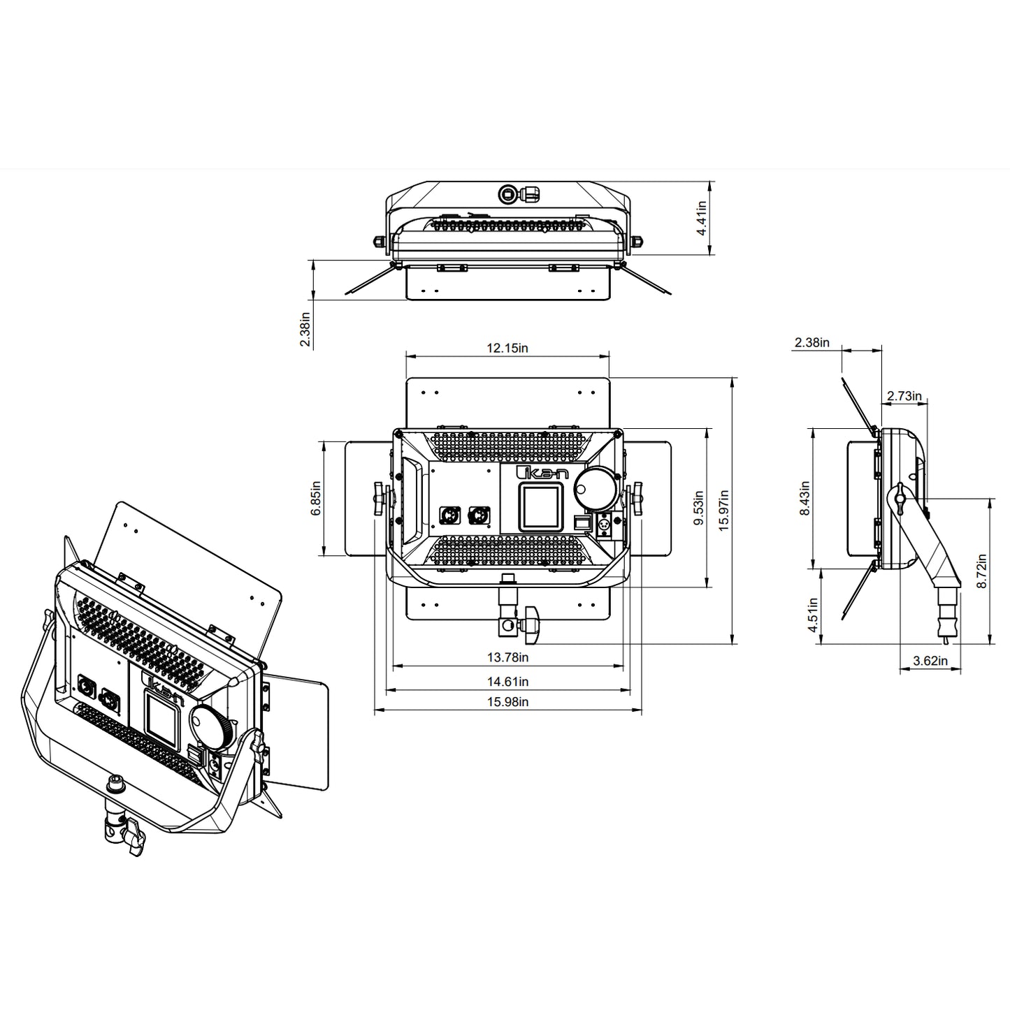 iKan Lyra Half x 1 Bi-Color Studio Panel Soft LED Light w/ DMX Control
