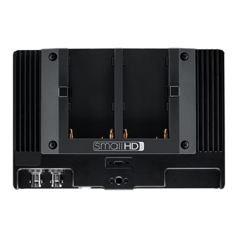 Back view of a SmallHD monitor on a white background
