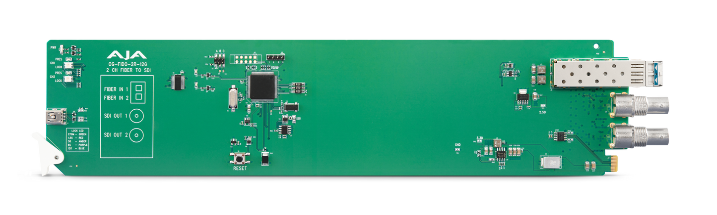 openGear 2-Channel 12G-SDI/LC Single Mode LC Fiber to Receiver Front