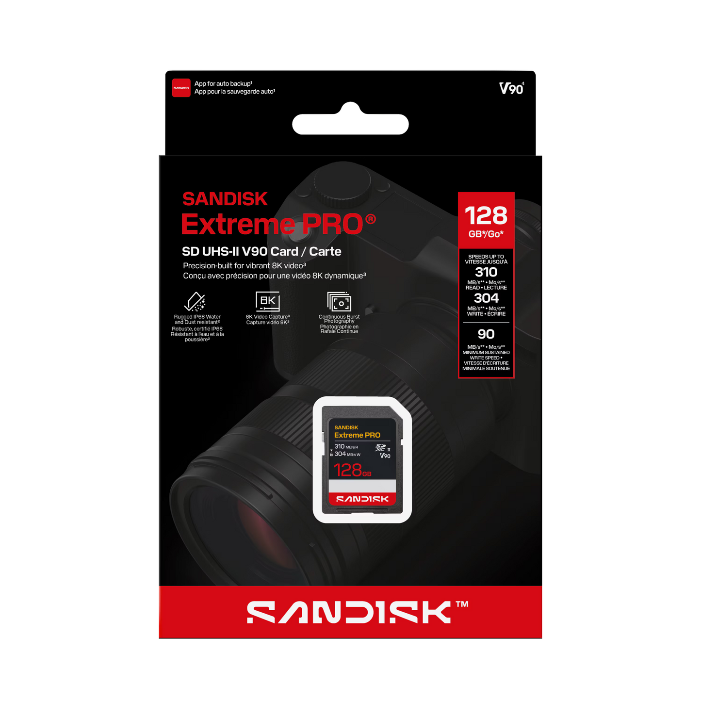 SanDisk Extreme PRO SD UHS-II V90 Card 128GB Packaging Box