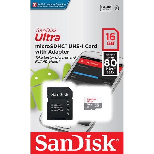 SanDisk Retail SanDisk Ultra microSD with SD Adapter - 16GB