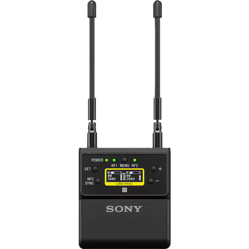 Sony wireless microphone transmitter on a white background