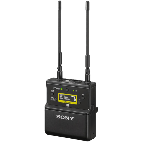 Sony wireless microphone transmitter on a white background