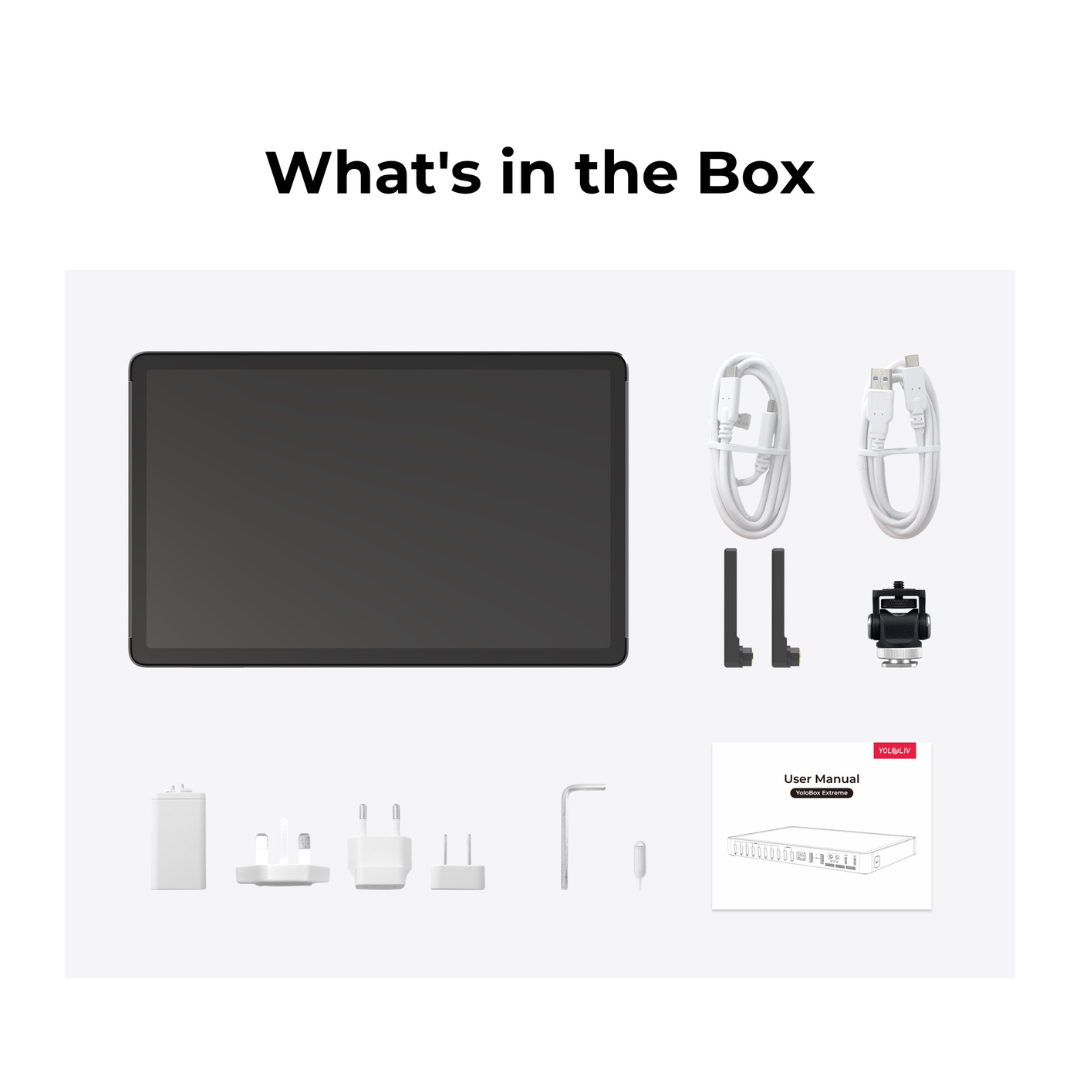 YoloLiv YoloBox Extreme All-in-One Multi-Camera Live Streaming and Switching System What's In The Box
