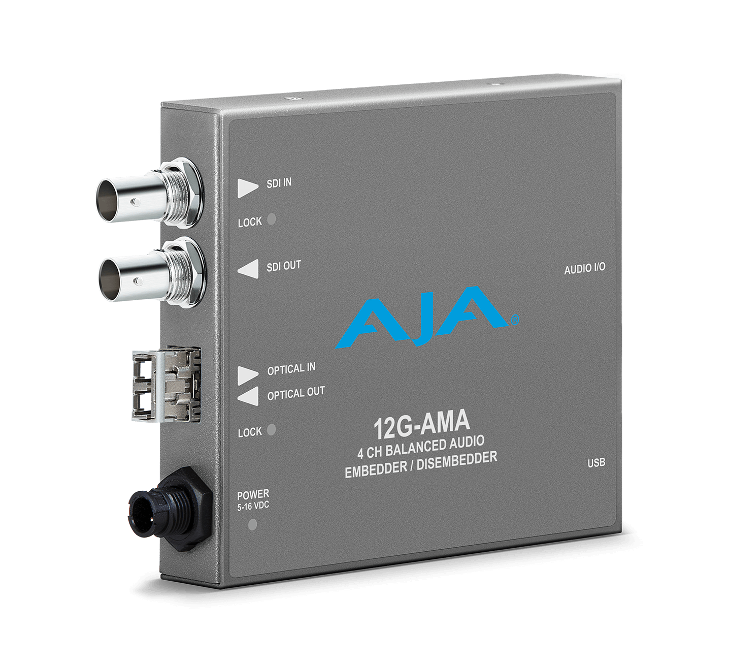 12G-SDI 4-Channel Balanced Audio Embedder with ST Transmitter AJA