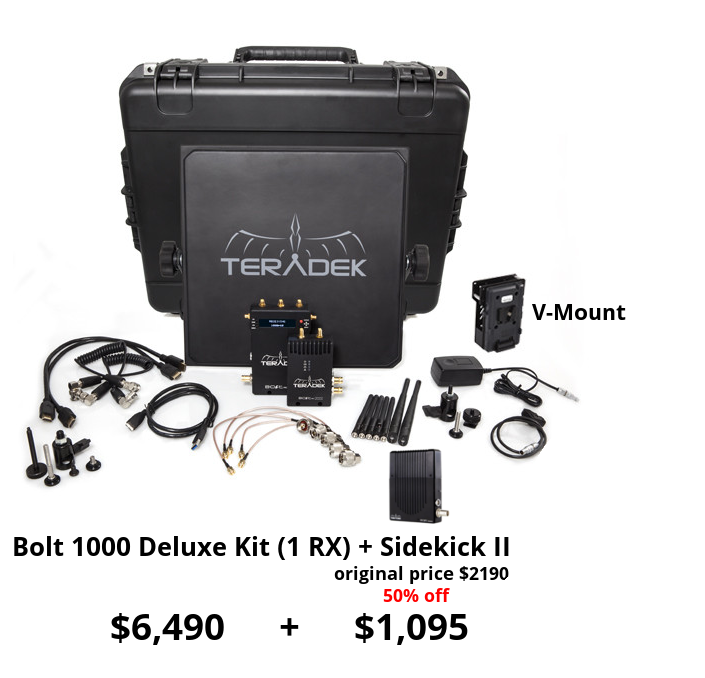 Teradek Bolt 1000 HD-SDI/HDMI TX/RX Deluxe V-Mount + Sidekick II