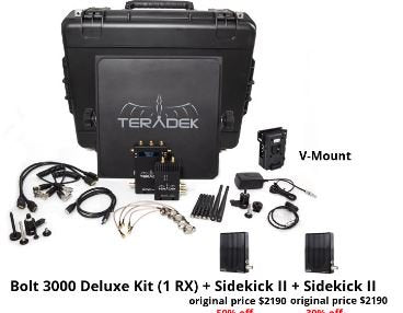 Teradek Bolt 3000 HD-SDI/HDMI TX/RX Deluxe V-mount + 2x Sidekick II