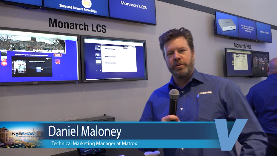 Matrox booth at NAB 2018 with Dan Maloney.