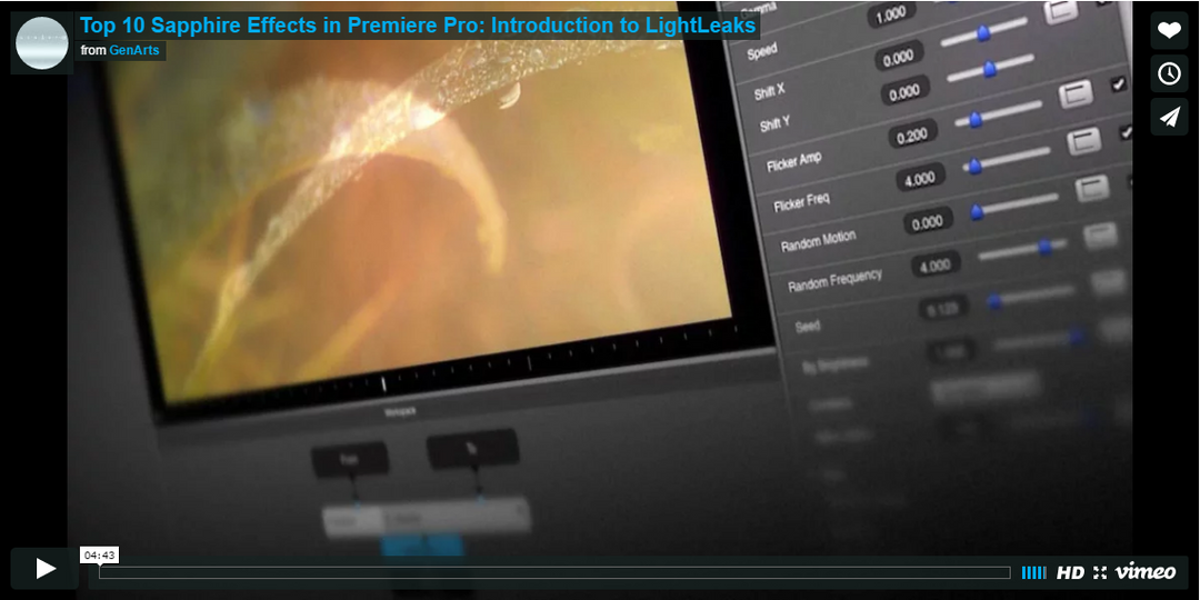 Introduction to LightLeaks in Premiere pro using Sapphire