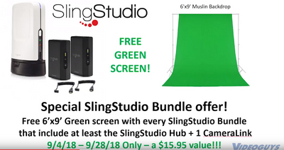 SlingStudio Hub Plus Camera Link and Battery with free green screen bundle Videoguys Product Spotlight.