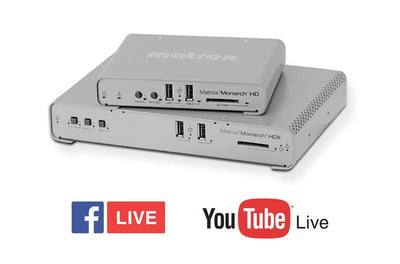 New! Integrated Native Support for YouTube Live & Facebook Live on Matrox Monarch HD & Monarch HDX