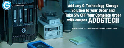 Save 5% Off Your Entire Purchase when you add any G-Technology Storage Solution