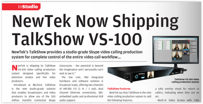 InBroadcast: Newtek TalkShow VS100 review