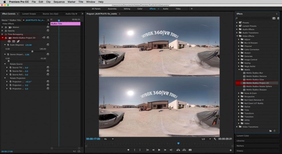 Mettle Skybox Virtual Reality Plug-ins for Adobe After Effect and Premiere Pro