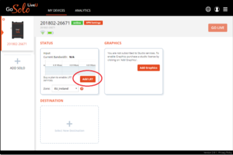 LiveU Solo LRT Activation