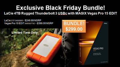 Exclusive Black Friday Bundle Featuring LaCie 4TB Rugged with MAGIX Vegas Pro 15 Edit