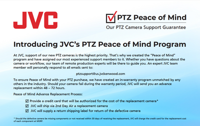 JVC PTZ Peace of Mind Support
