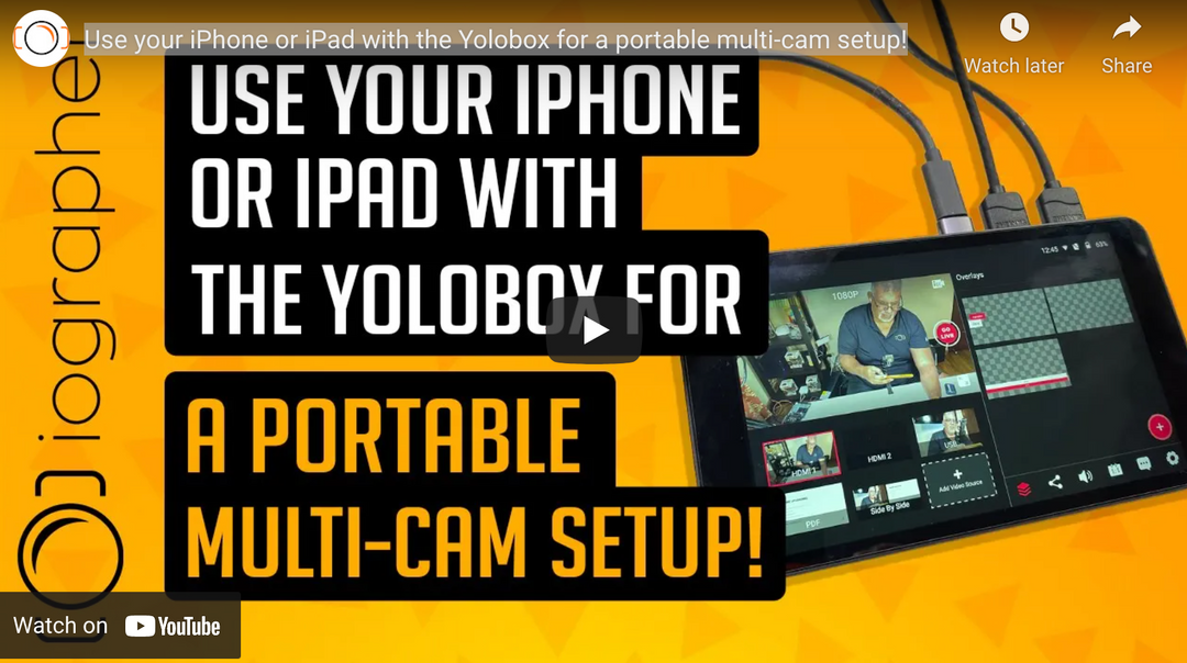 Use Filmic Pro to bring multiple iPhones or iPads into Yolobox!