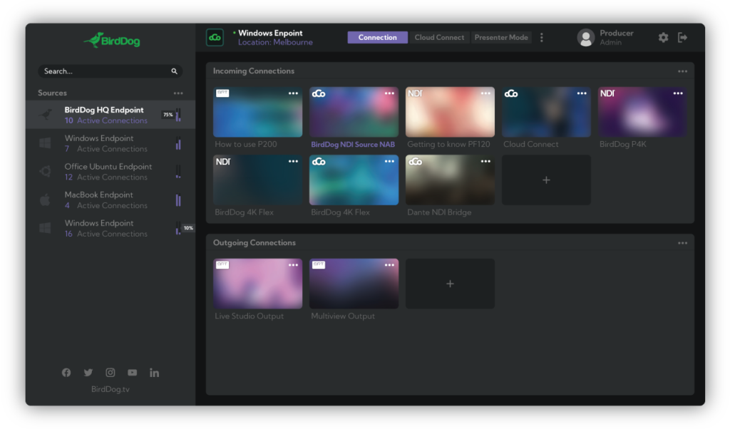 BirdDog Cloud 3.0; Cloud-Based NDI Remote Delivery and Management Tools