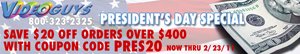 Videoguys' President Day Specials