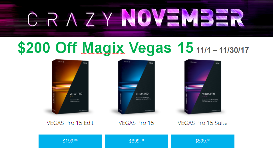 MAGIX Vegas 15 Black Friday Specials