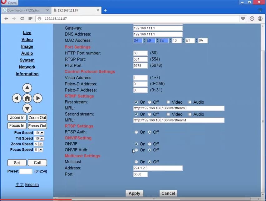 Streaming Cameras directly to Wirecast using ONVIF