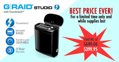 Best Price Ever on G-Tech G-RAID Studio with Thunderbolt 6TB / 8TB / 12TB!