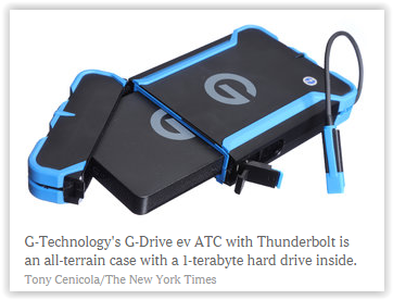 NY Times Recommends G-Tech G-Drive ATC for Outdoor Life