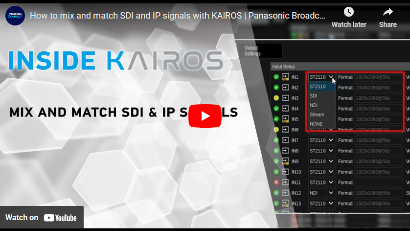 Panasonic KAIROS SDI to IP Workflows