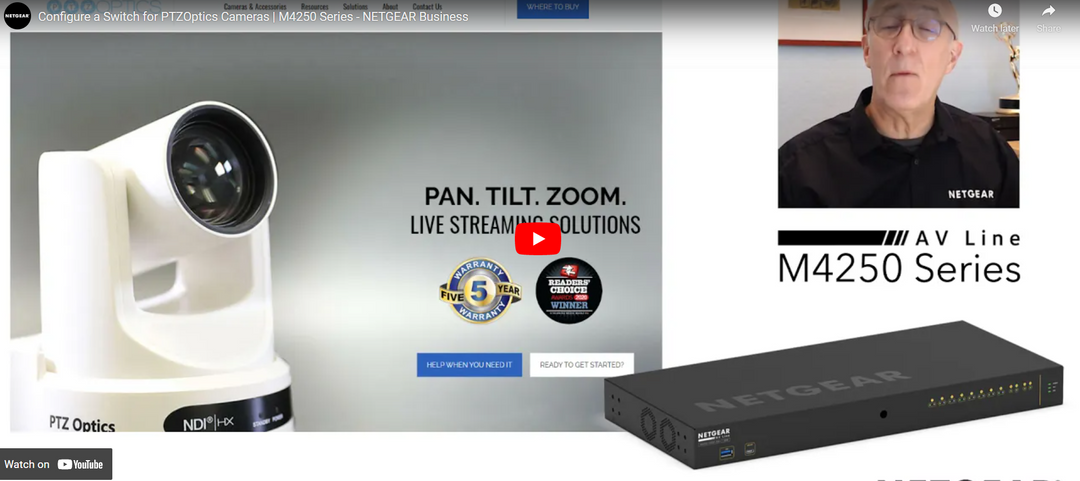 NETGEAR M4250 configuration with PTZOptics