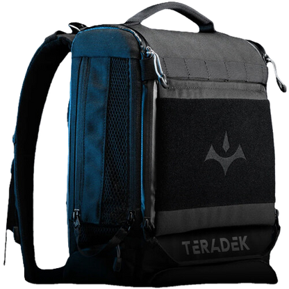 A black and blue tactical Prism backpack with a gray logo on the front pocket and the brand name 'TERADEK' printed on the bottom, shown against a plain white background.