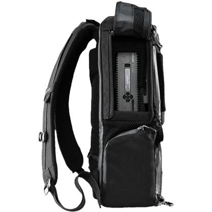 Black Teradek prism backpack with a visible brand logo on a white background