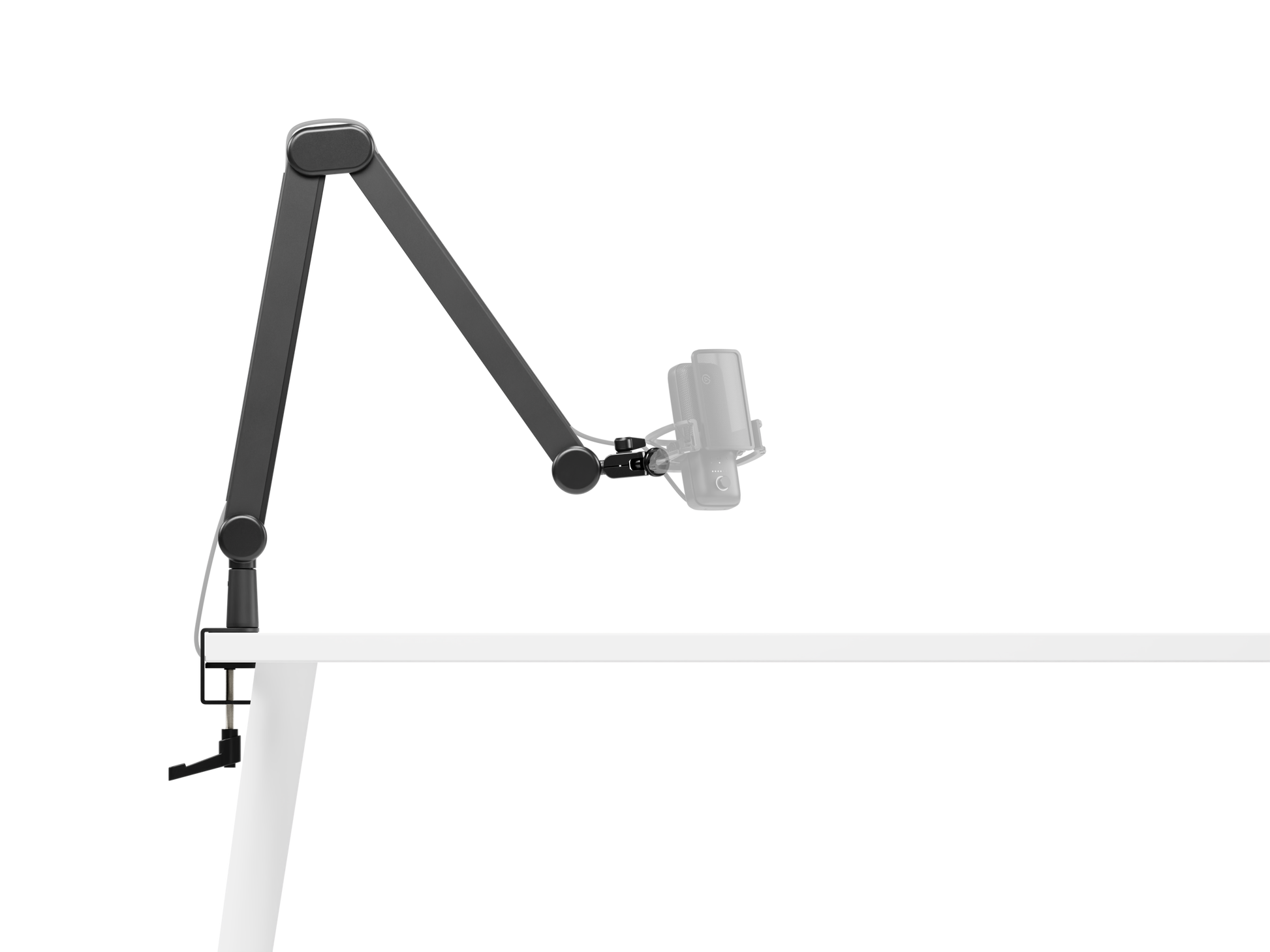 Elgato Wave Mic Arm MK.2 Black adjustable arm with a camera mount on a white background