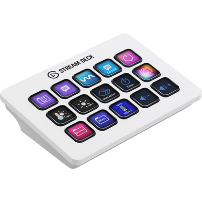 Elgato Stream Deck with colorful buttons on a white background