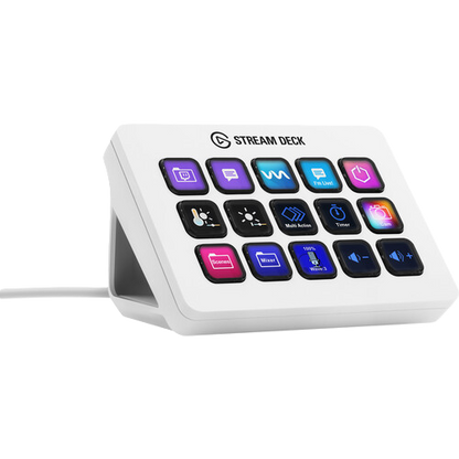 Elgato Stream Deck with colorful buttons on a white background