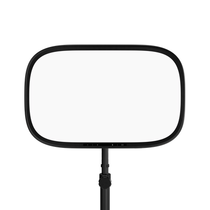 A rectangular elgato lighting with a black frame and mounting pole, shown against a solid white background.