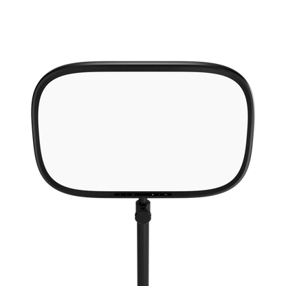 A rectangular elgato key light with a black frame and black mounting pole, shown against a plain white background.