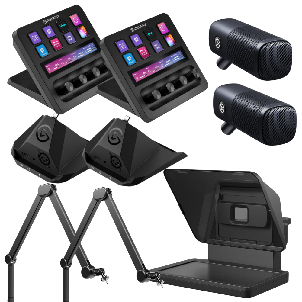 Elgato Starter Podcast Bundle with Stream Deck +, Wave DX Microphones, Prompter