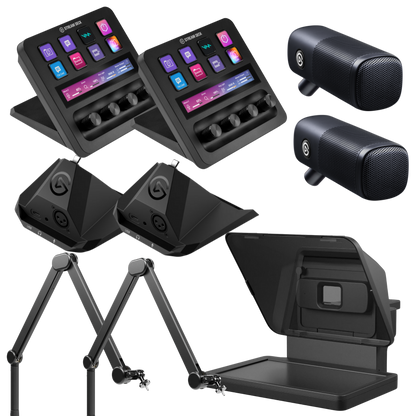 Elgato Starter Podcast Bundle with Stream Deck +, Wave DX Microphones, Prompter