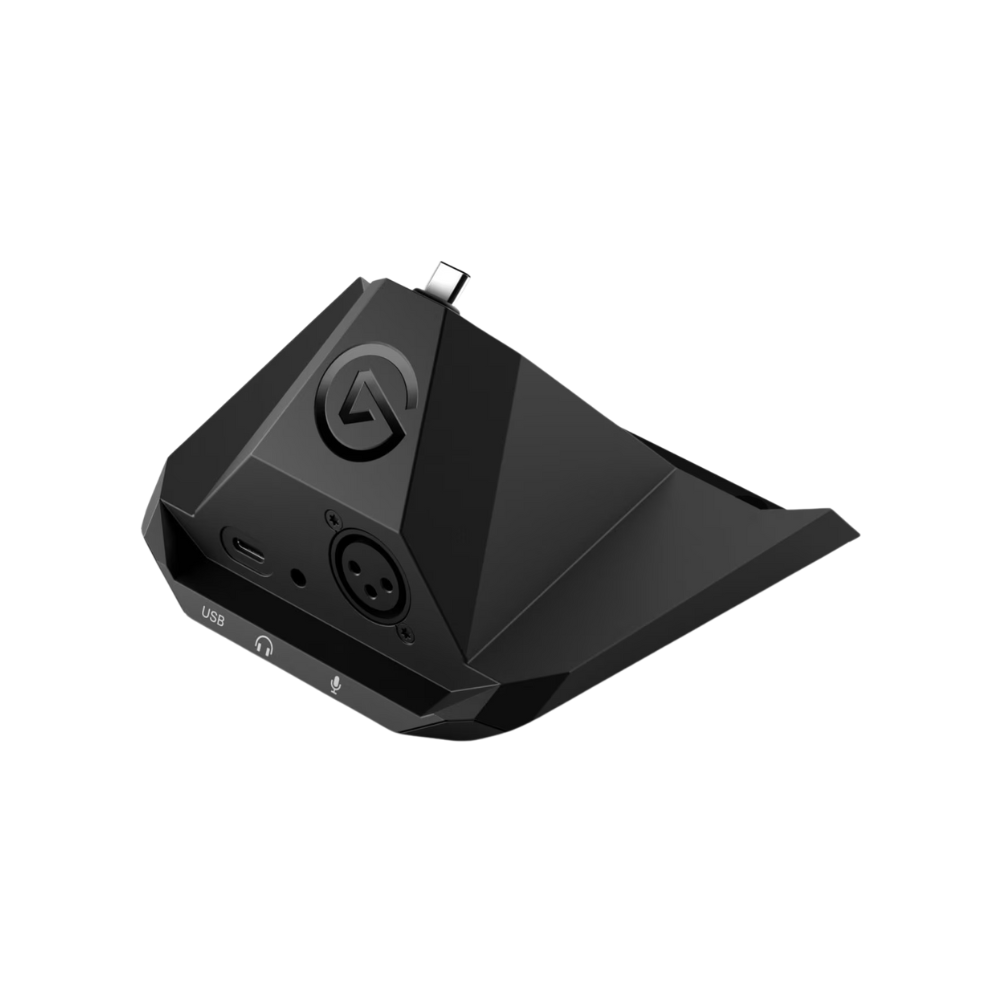 XLR Dock Black gaming mouse with a brand logo on a white background