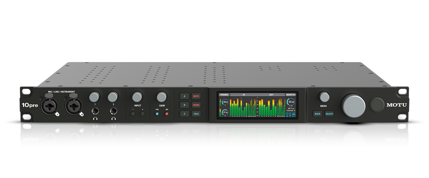 Motu 26 x 28 Thunderbolt/USB4 audio interface for Mac, Windows and iOS with mixing, effects and networking