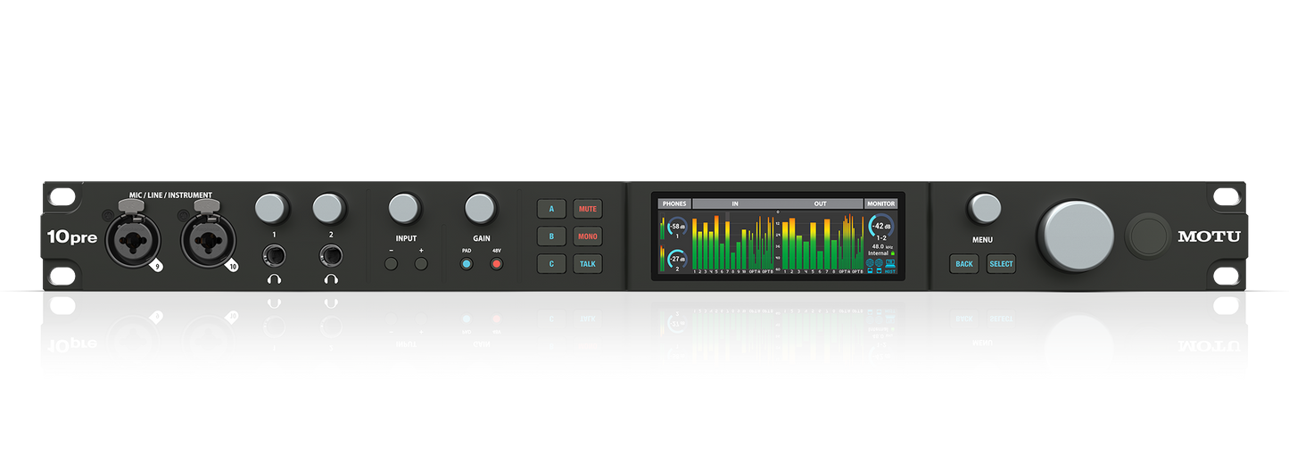 Motu 26 x 28 Thunderbolt/USB4 audio interface for Mac, Windows and iOS with mixing, effects and networking
